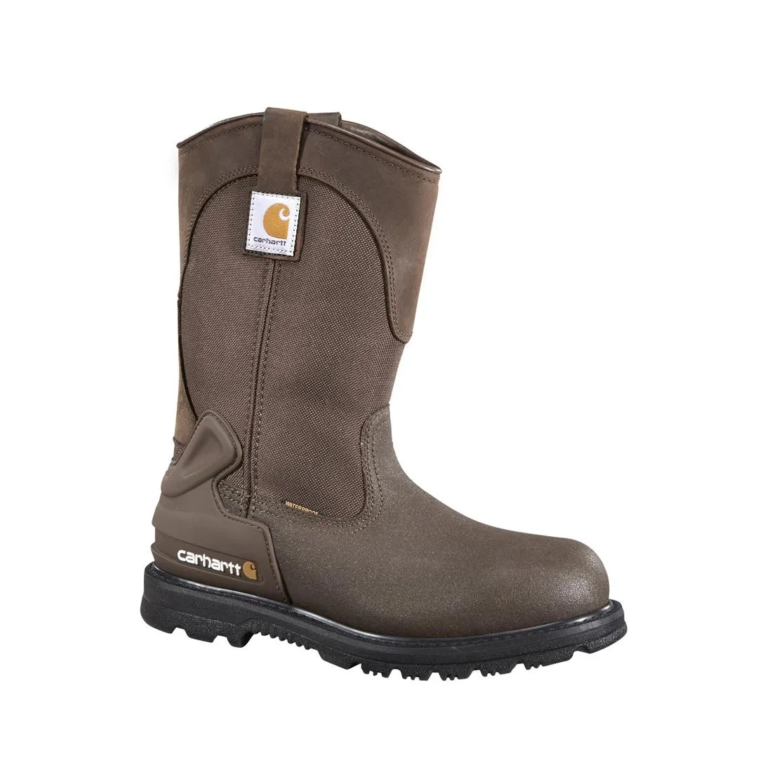 11" Heritage Steel-Toe Waterproof Wellington Pull-On Work Boot Dark Brown