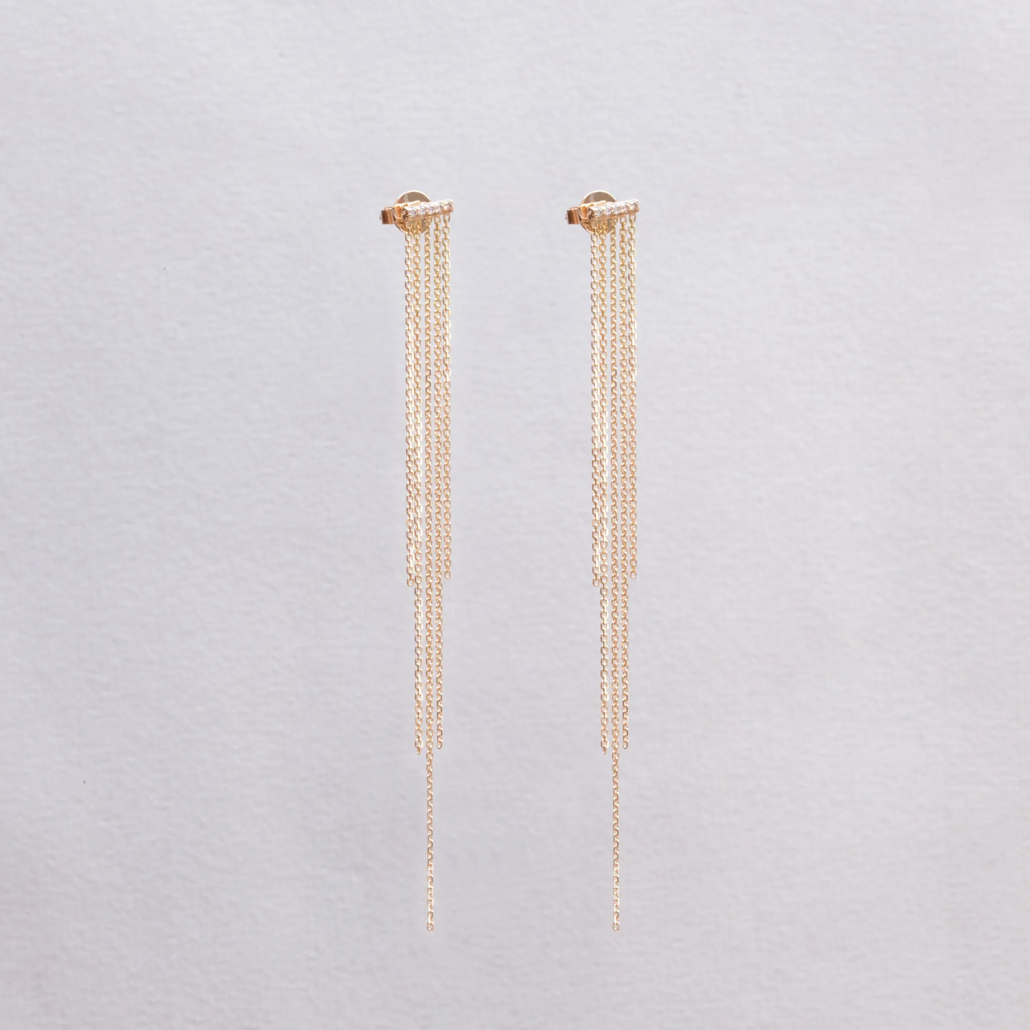 18ct Gold Tassel Stud Earrings with Diamonds