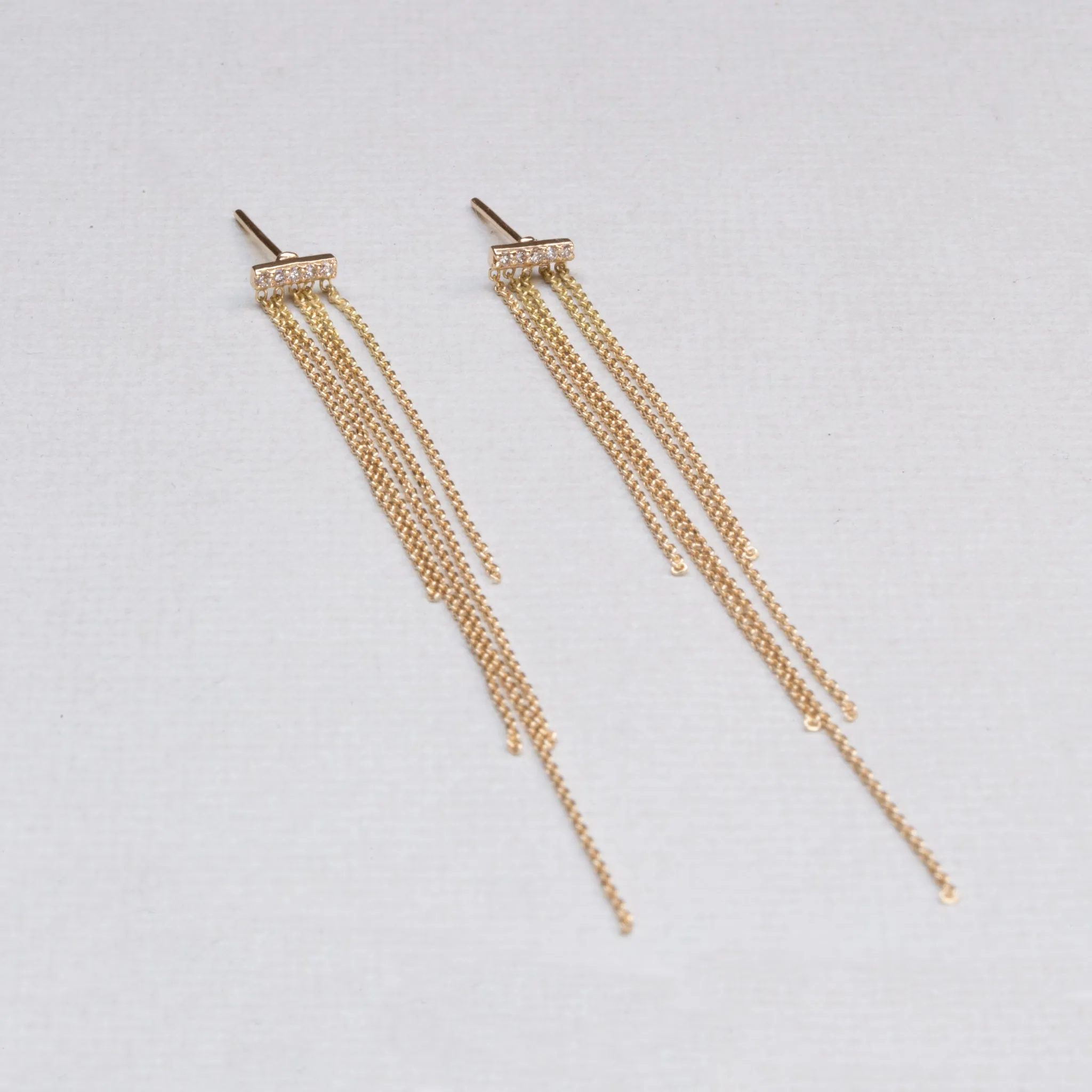 18ct Gold Tassel Stud Earrings with Diamonds