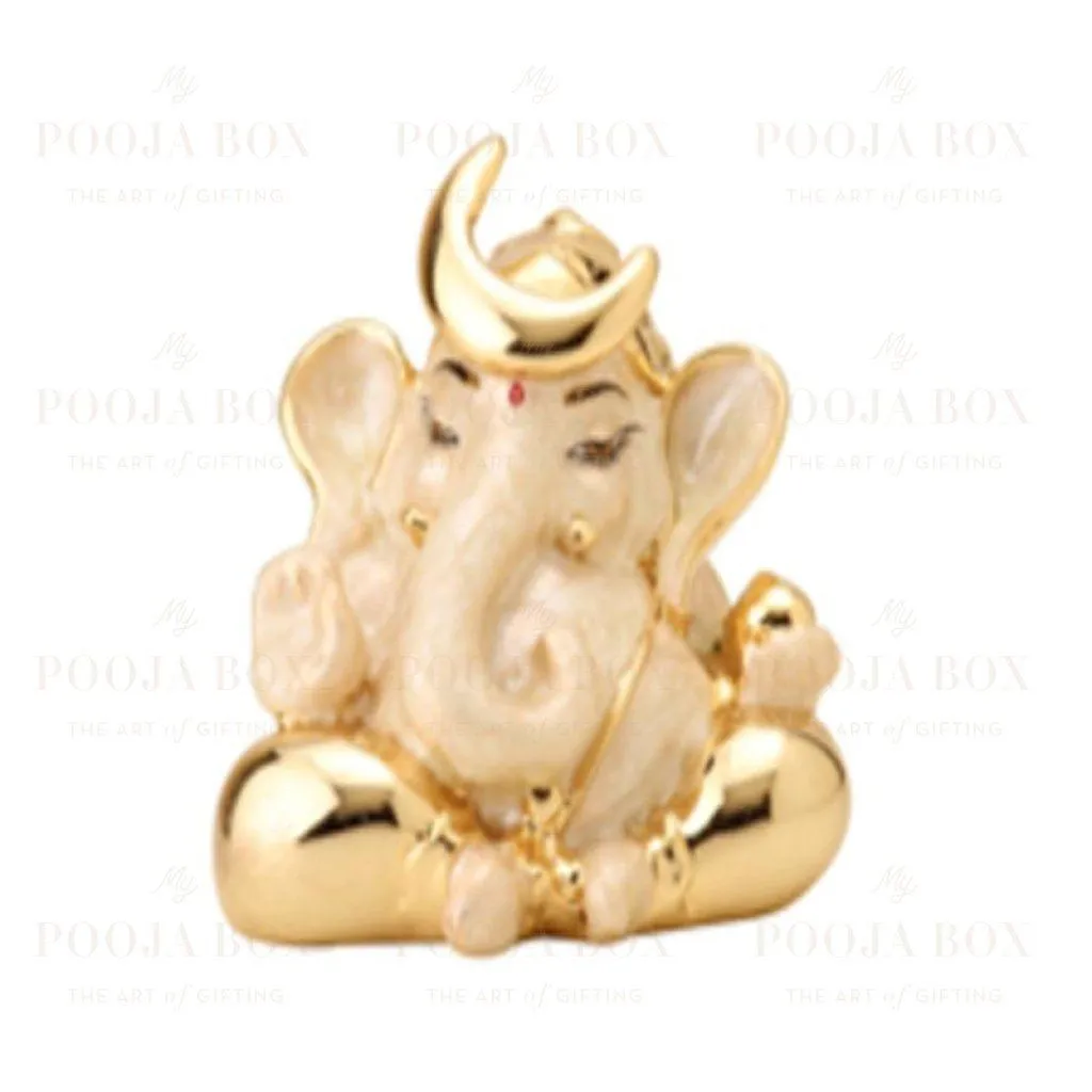 24 K Gold Foil Pearl White Ganesha