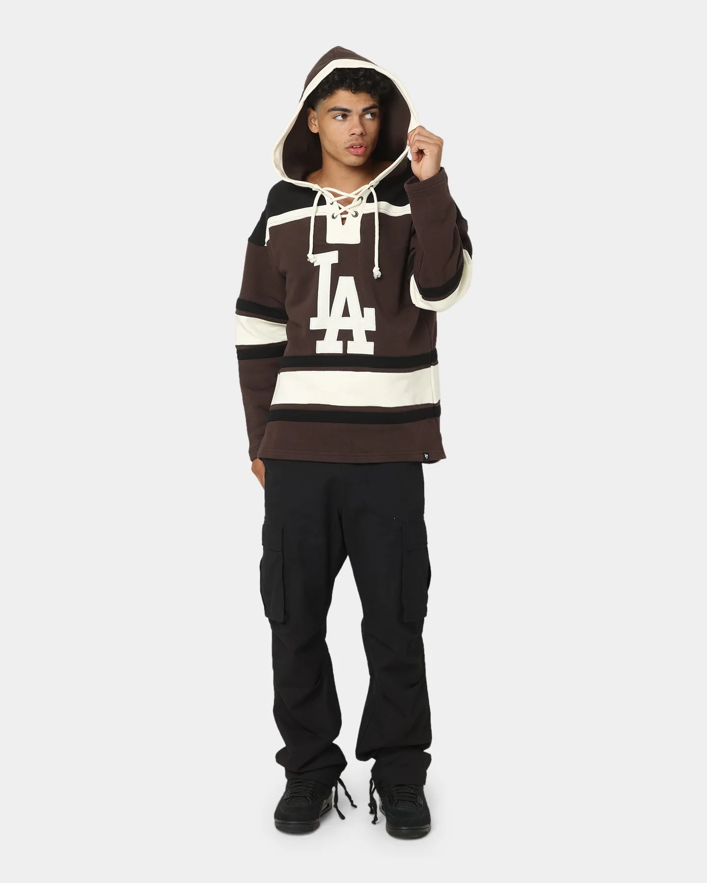 47 Brand Los Angeles Dodgers Superior Lacer Hoodie Brown