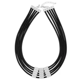 Alaya Short Multi Row Necklace Silver Plating