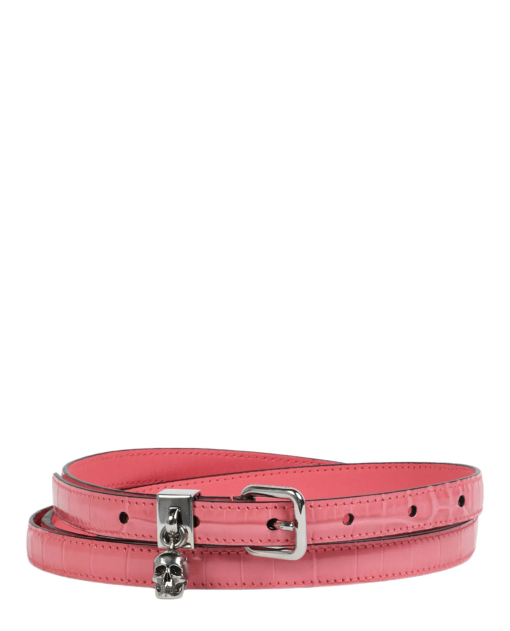 Alexander McQueen Womens Thin Double Wrap Skull Belt