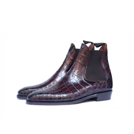 Alki Redux - MTO - Genuine Crocodile - Burgundy Patina - LPB Last - Single Leather Sole