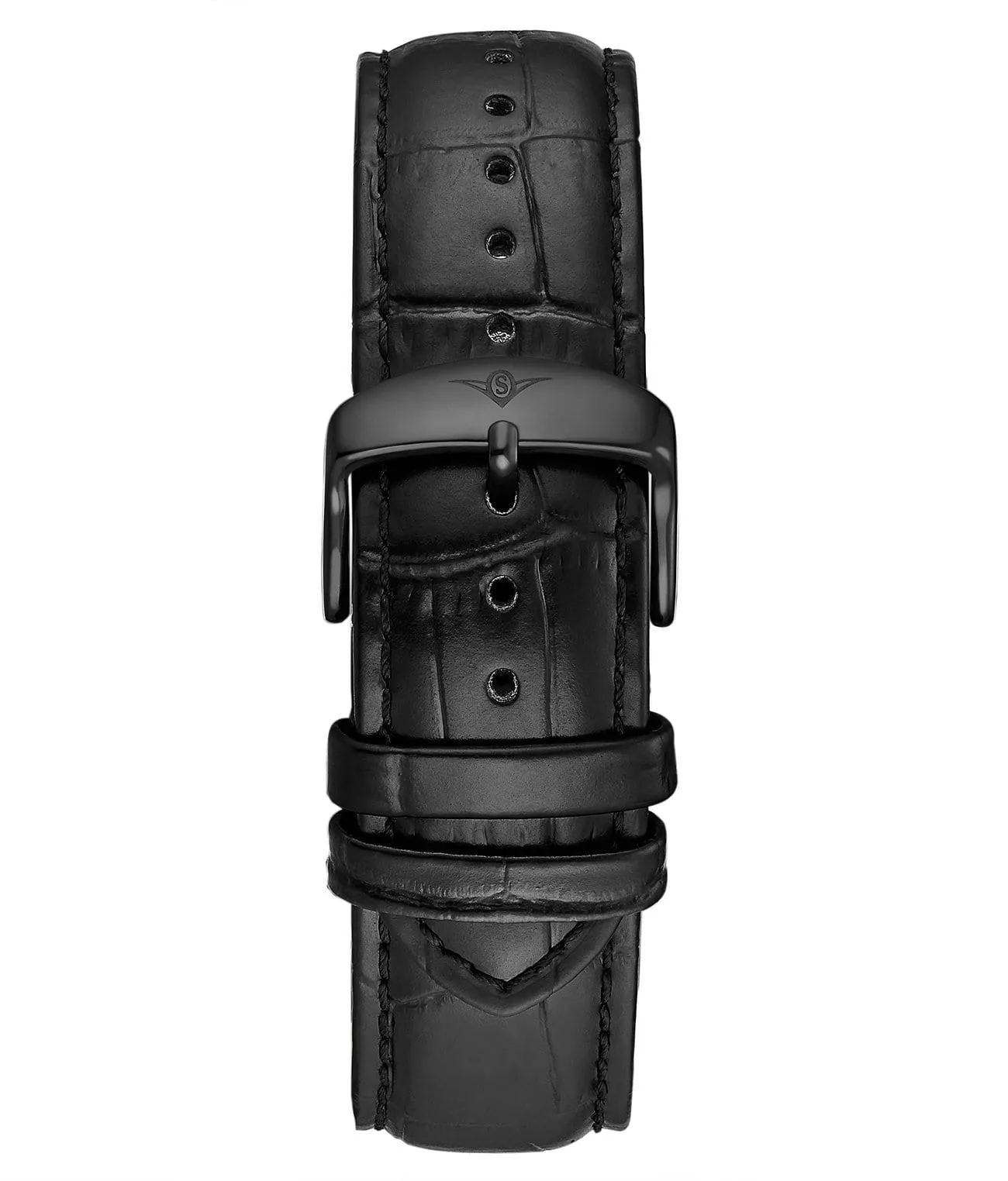 Alligator Embossed Black Leather 22mm Strap