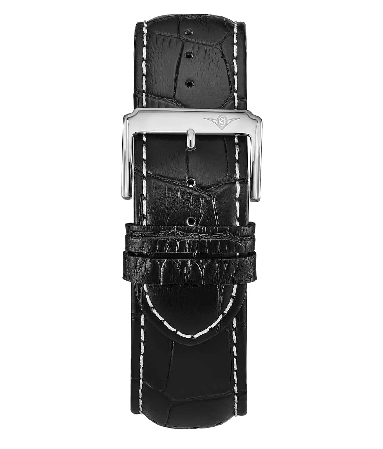 Alligator Embossed Black Leather 24mm Strap