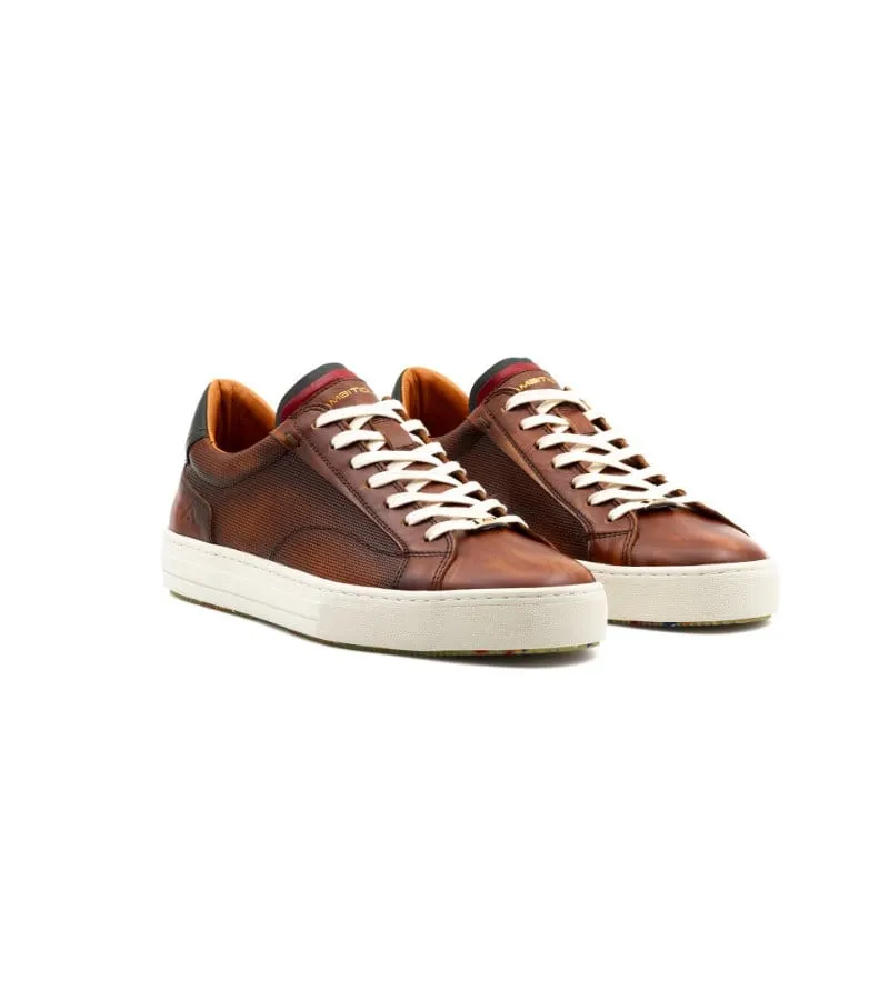 Ambitious Mens Premium Brown Leather Fashion Trainer 11218-6327AM