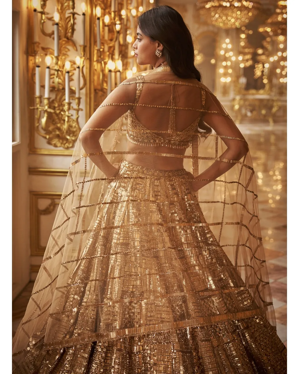 Antique Gold Embellished Lehenga Set