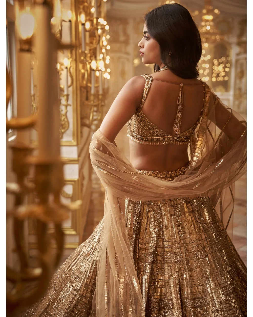 Antique Gold Embellished Lehenga Set