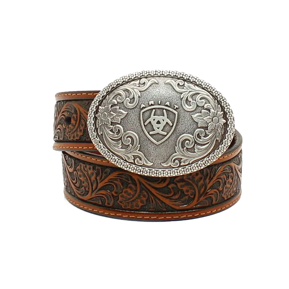 Ariat Boys Handsome Floral Embossed Tan Western Belt A1300208