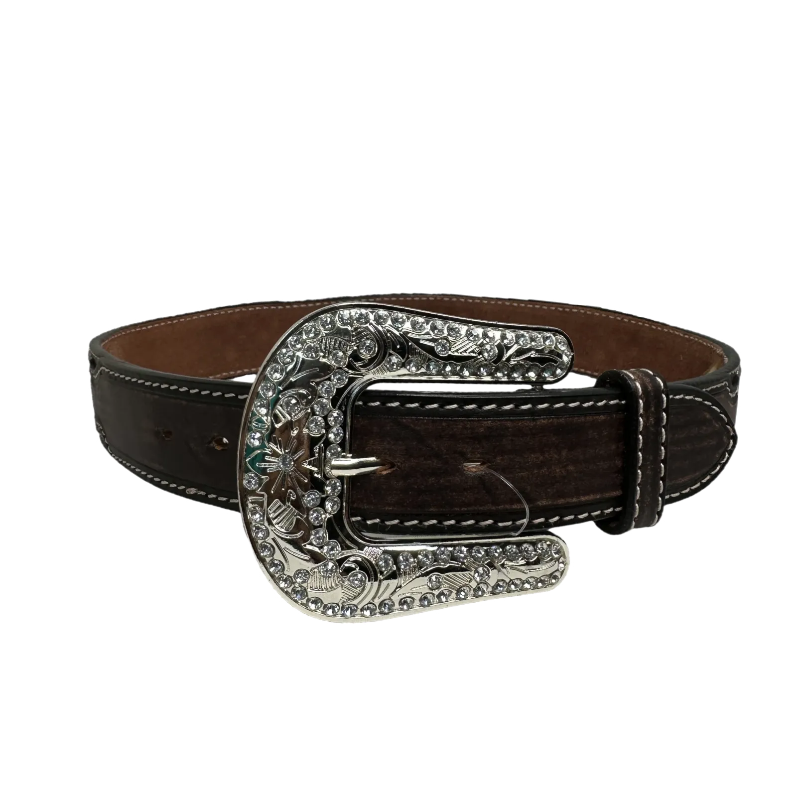 Ariat Ladies Jeweled Floral Embossed Leather Brown Belt D140002602