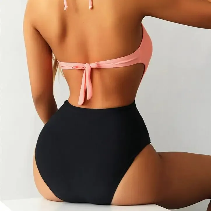 Backless Lace-Up One-Piece Swimsuit