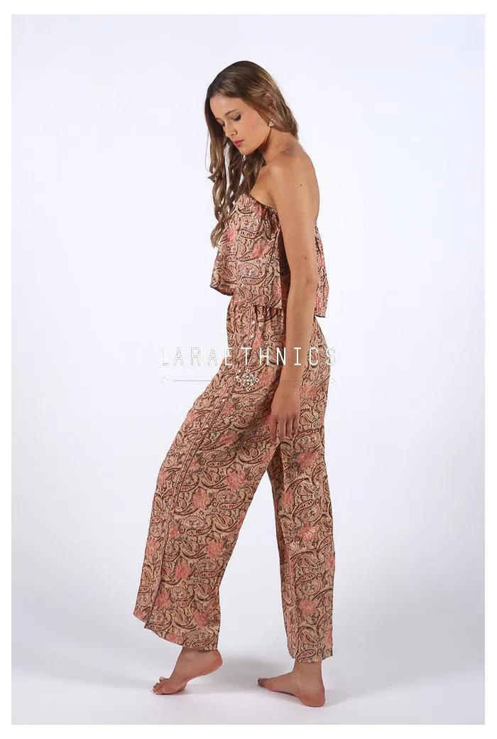 Bandeau Jumpsuit in Jodhpur Pink Print