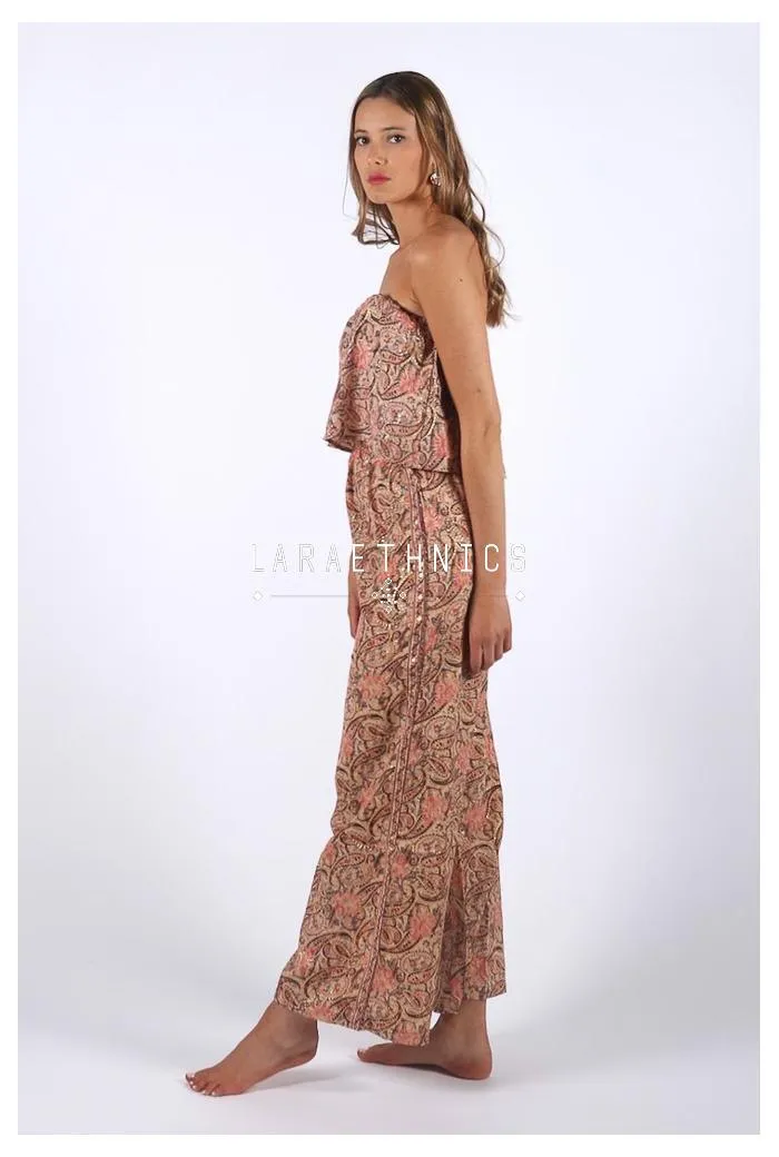 Bandeau Jumpsuit in Jodhpur Pink Print