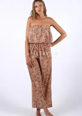 Bandeau Jumpsuit in Jodhpur Pink Print