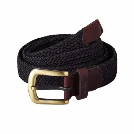 Barbour Stretch Webbing Leather Belt Navy