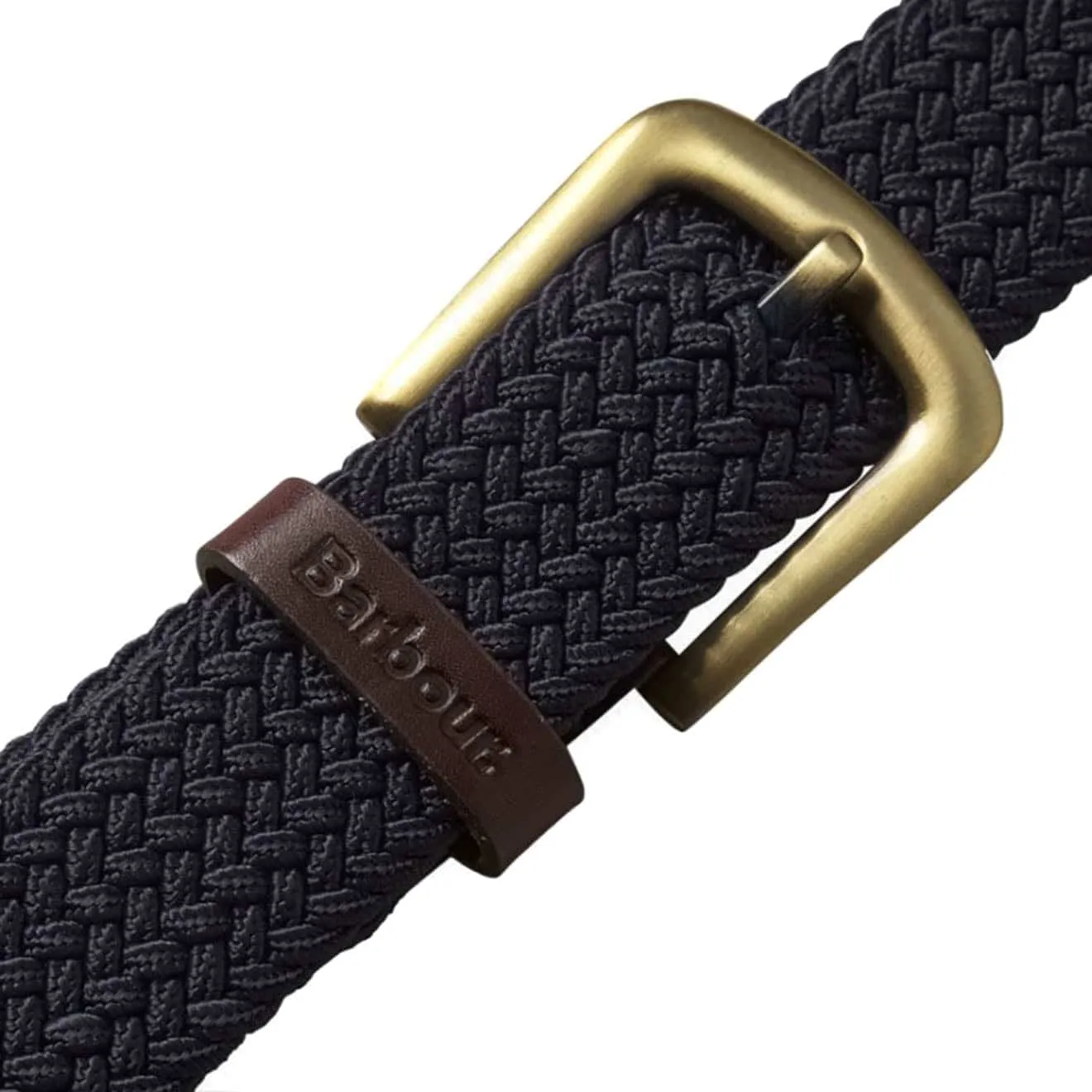 Barbour Stretch Webbing Leather Belt Navy