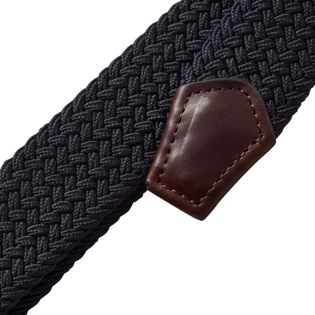 Barbour Stretch Webbing Leather Belt Navy