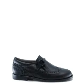 Blublonc Black Pebbled Wingtip Chain Dress Shoe