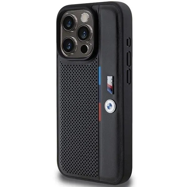 BMW Perforated Tricolor Line Case for iphone 15 Pro 6.1" Black - BMHCP15L23PUPVK