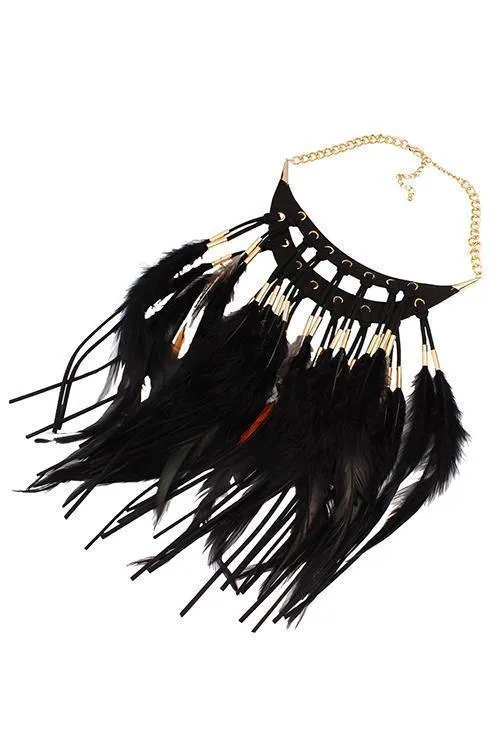 Bohomia Feather Tassels Necklace