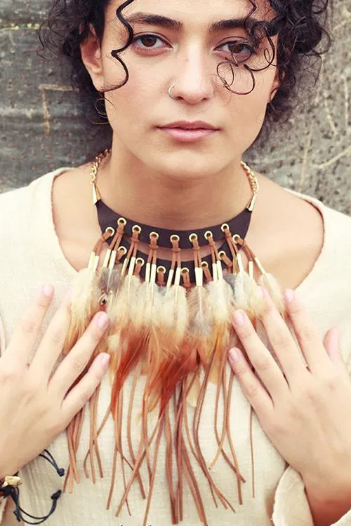 Bohomia Feather Tassels Necklace