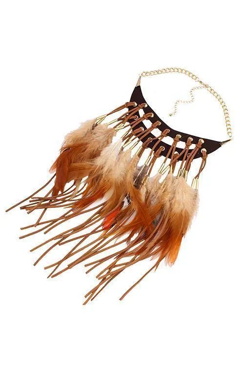 Bohomia Feather Tassels Necklace