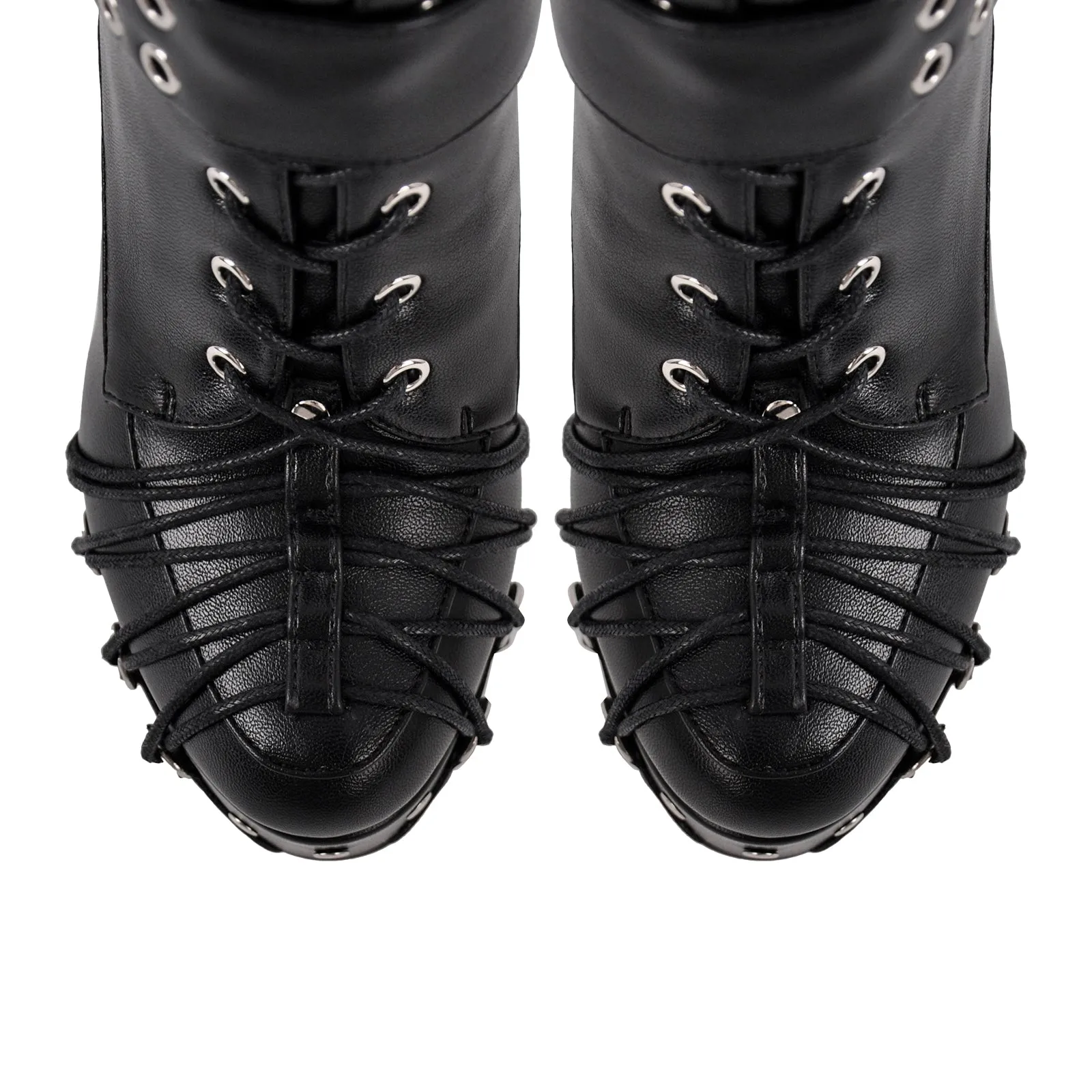 Buckle Lace-up Platform Knee High Boots