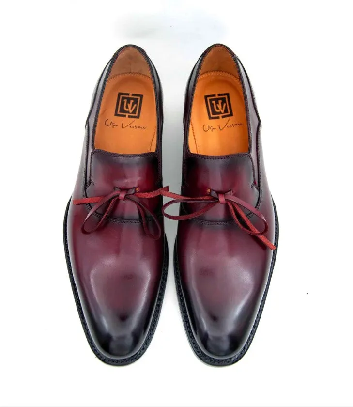 Burnished Calfskin "Cambridge" Slip-On Shoe Burgundy