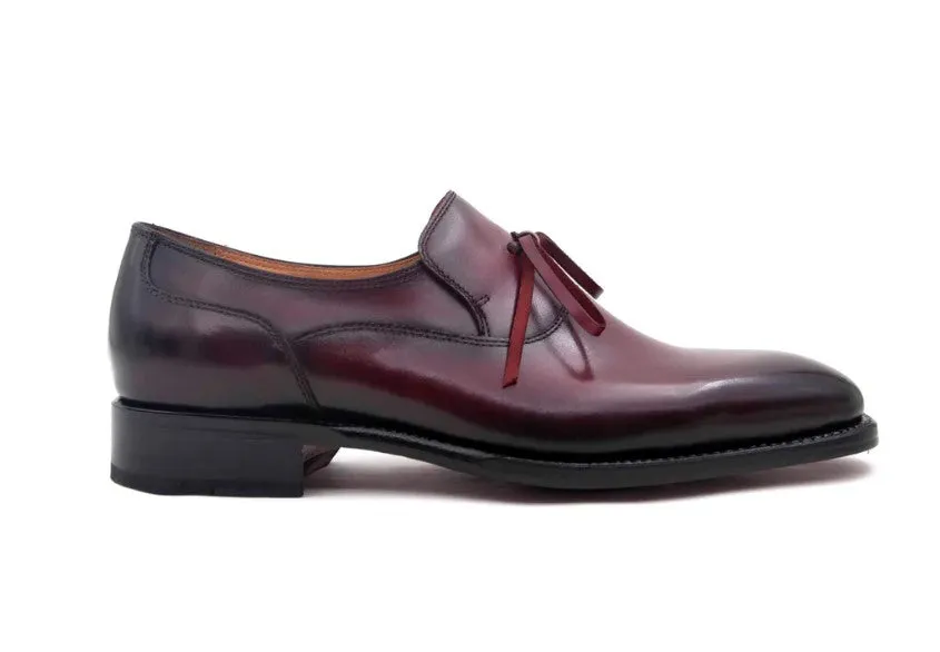 Burnished Calfskin "Cambridge" Slip-On Shoe Burgundy