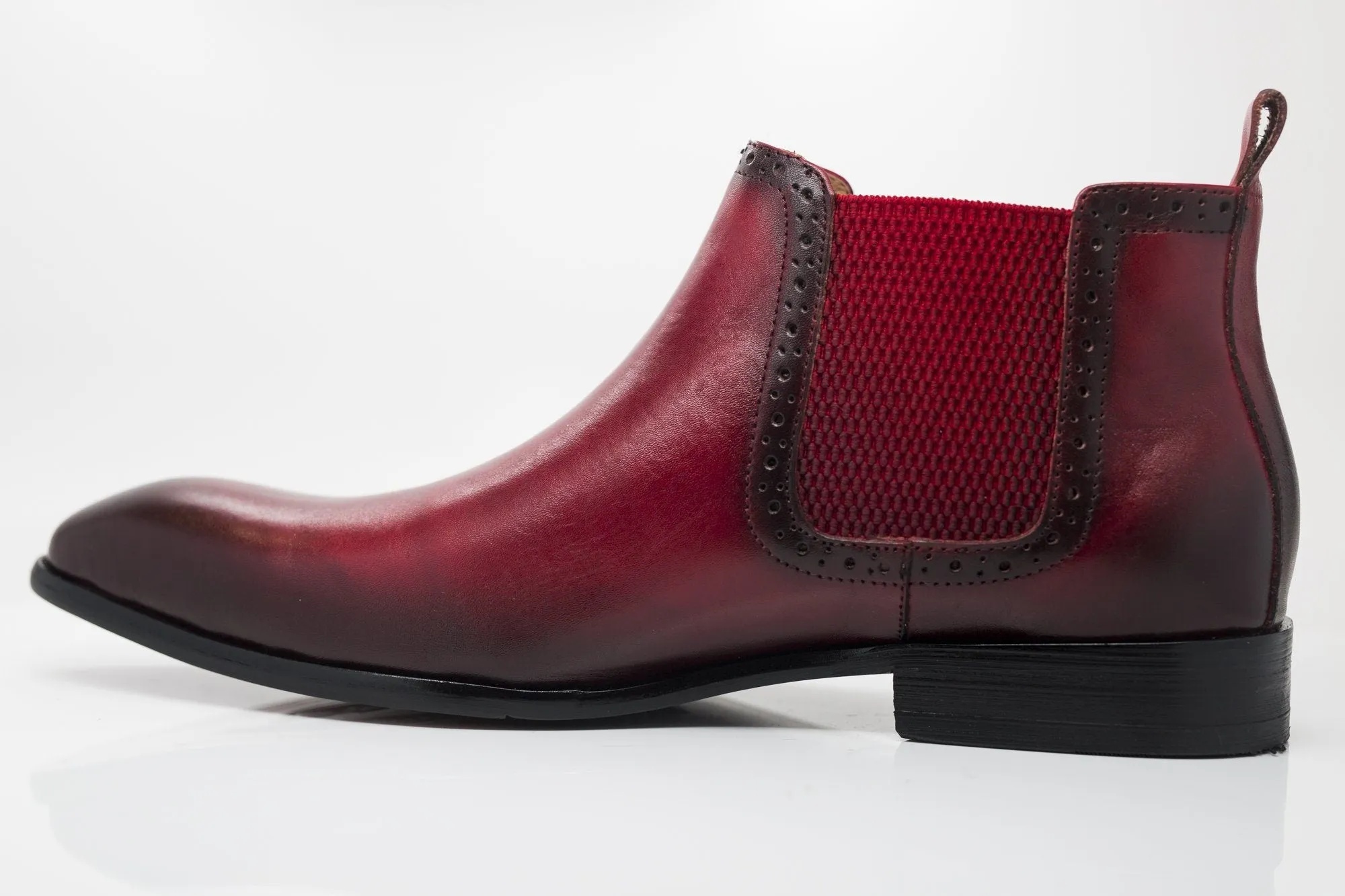 Burnished Calfskin Slip-On Boot Red