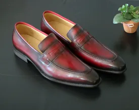 Calfskin Slip-On Penny Loafer Burgundy