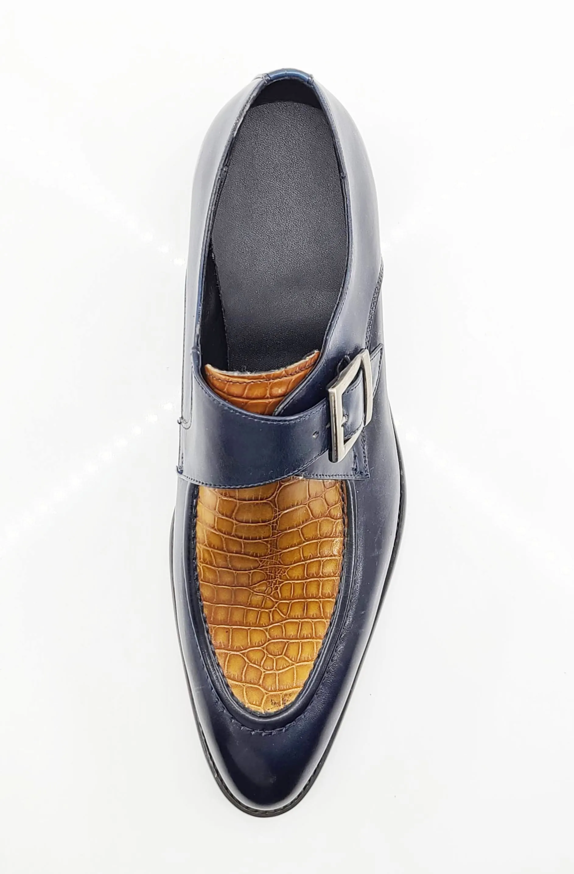 Calfskin Slip-On Spectator Monkstrap Shoe Brown/Navy