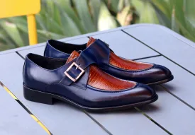 Calfskin Slip-On Spectator Monkstrap Shoe Brown/Navy