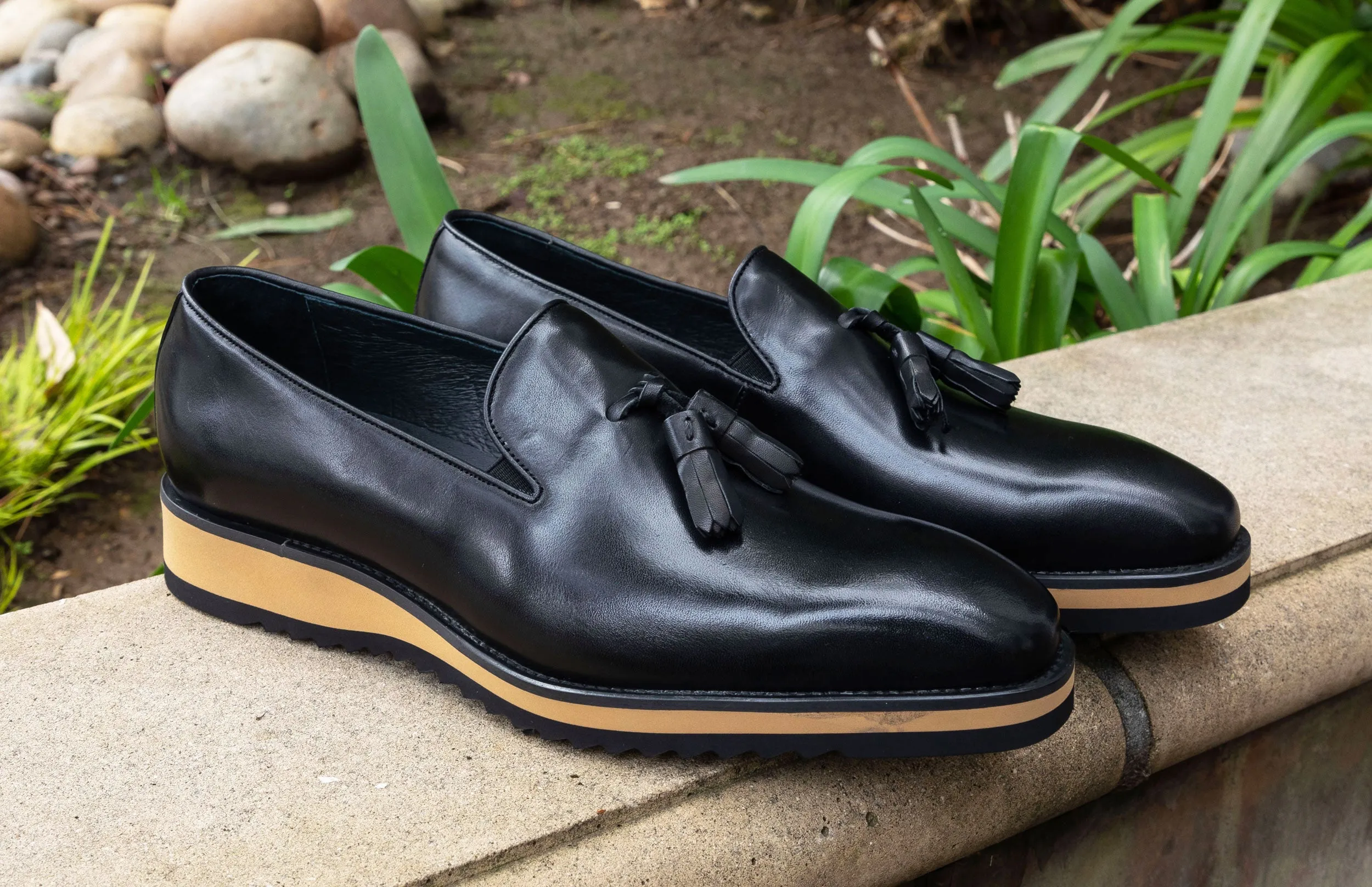 Calfskin Slip-On Tasseled Loafer Black