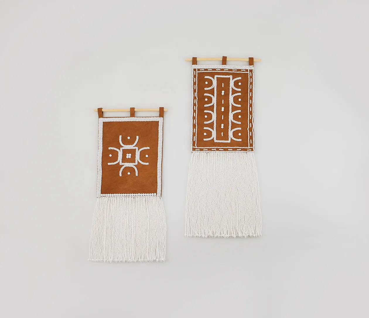 Cameroon Leather Wall Hanging - WHITE