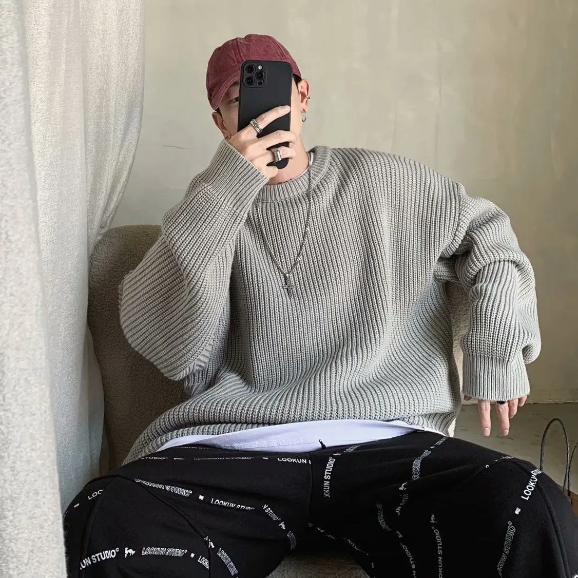 Casual Knitted Oversized Male Sweater