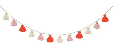 Coral Wool Tassel Garland