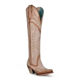 Corral Women's 21" Bone Embroidery Tall Pointed Toe Western Boot