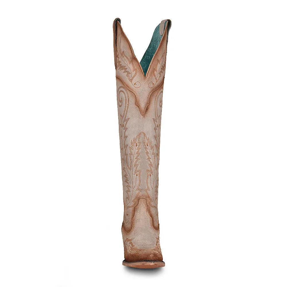 Corral Women's 21" Bone Embroidery Tall Pointed Toe Western Boot