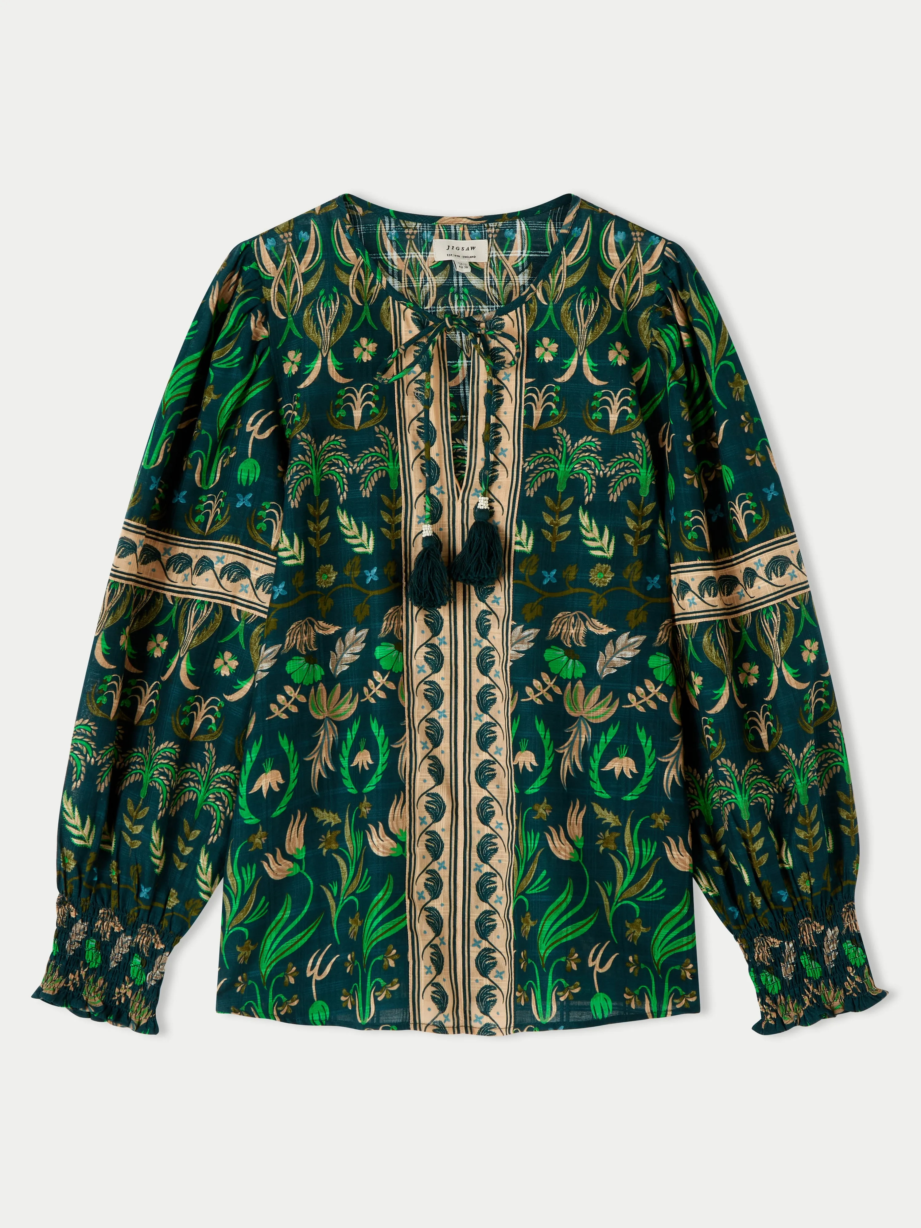 Cotton Botanical Floral Top | Green