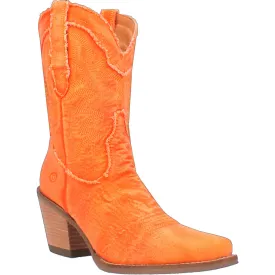 Dingo Women's 9" Y'all Need Dolly Orange Denim Almond Toe Western Boot