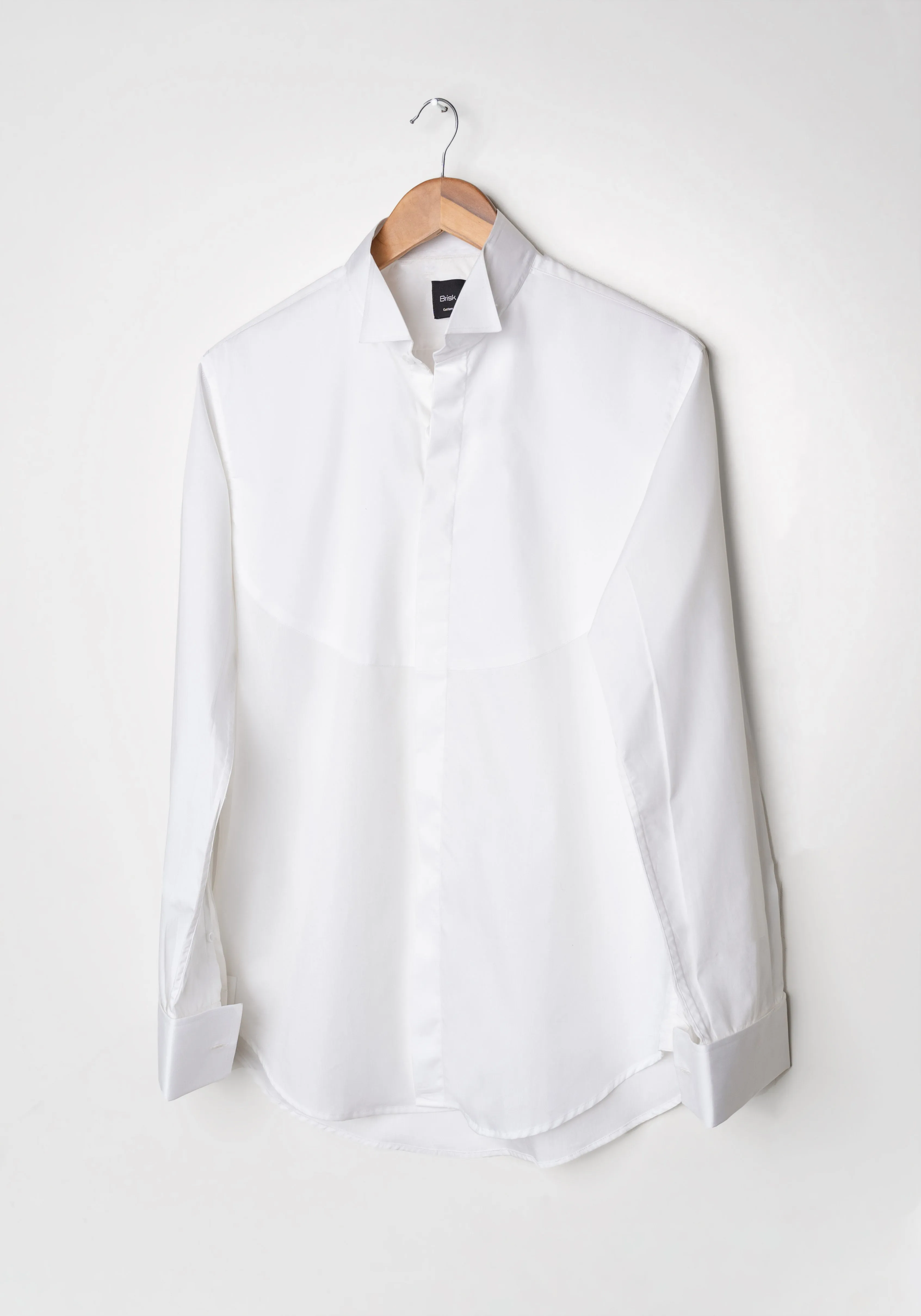 Egyptian White 60's Poplin  Wingtip Collar Shirt - Bib Front