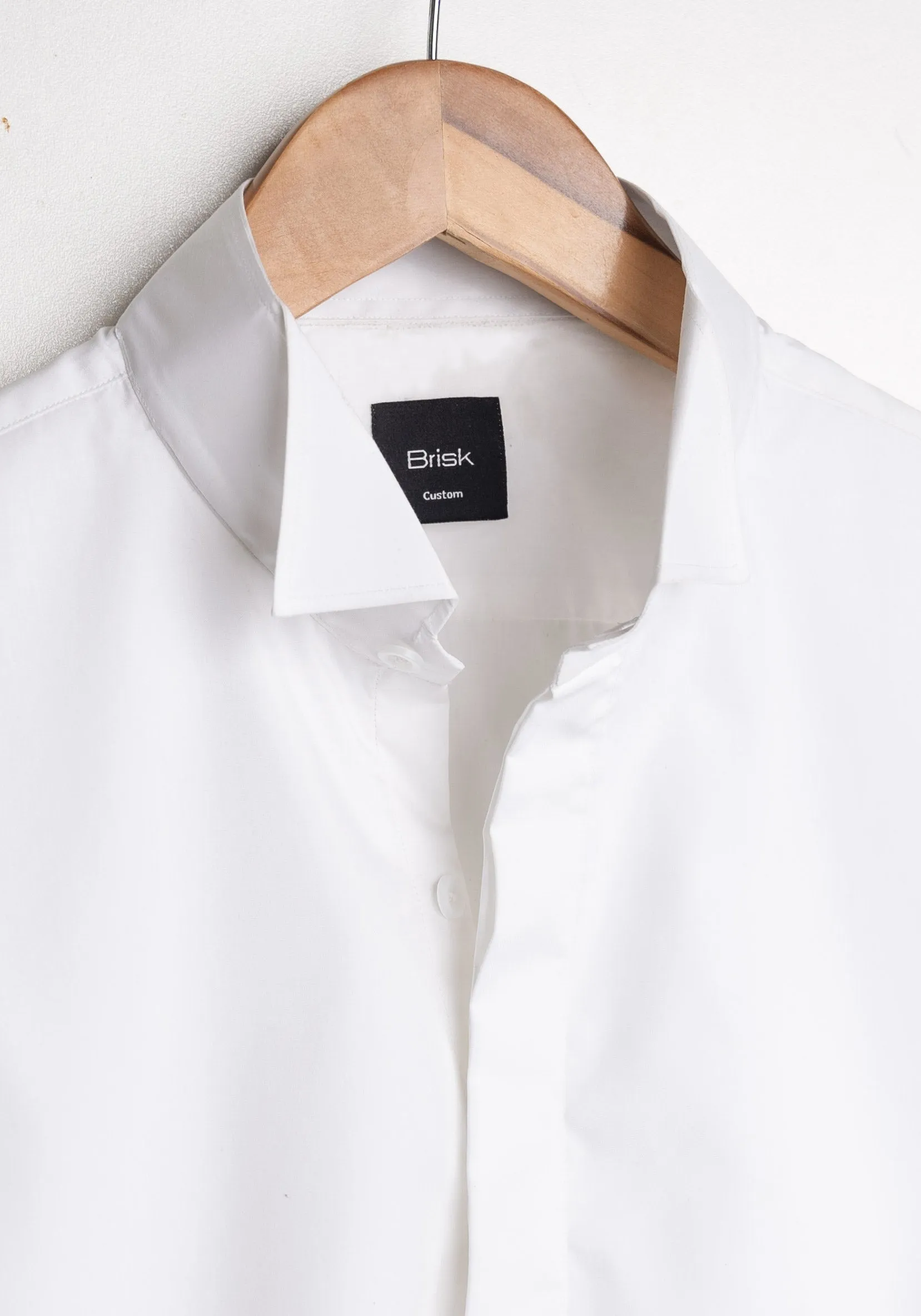 Egyptian White 60's Poplin  Wingtip Collar Shirt - Bib Front