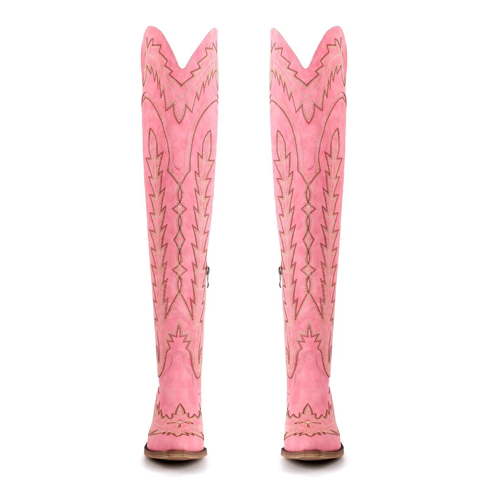 Embroidery Back Lace-up Over The Knee Western Boots