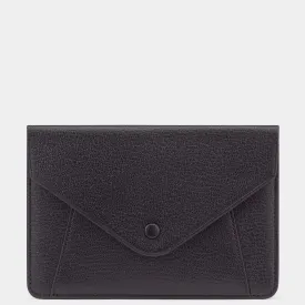 Envelope Passport Holder in Black Capra