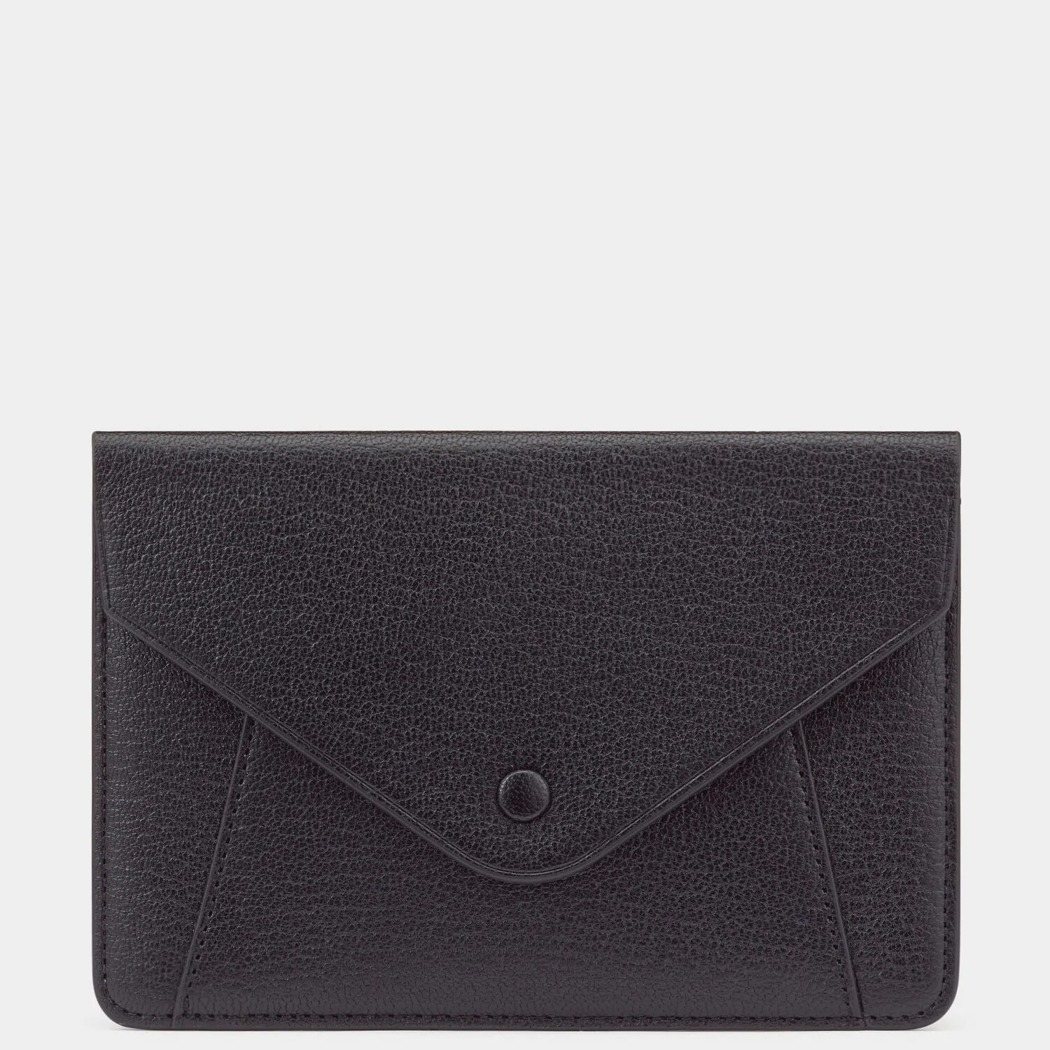 Envelope Passport Holder in Black Capra