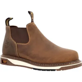 Georgia Boot Men's 4" Amp LT Wedge Romeo Brown Slip-On Work Shoes