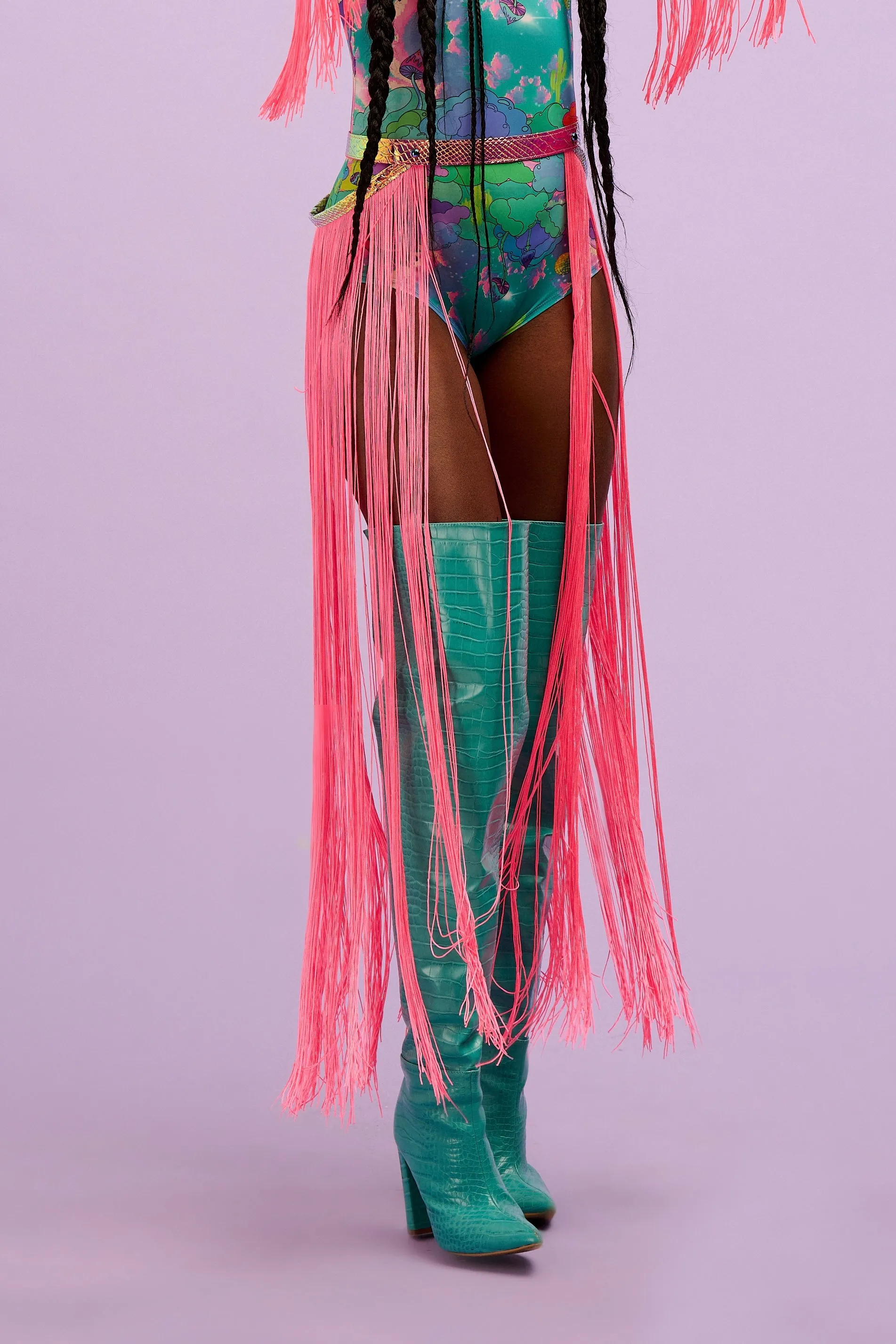 Intergalactic Rodeo Neon Fringed Belt