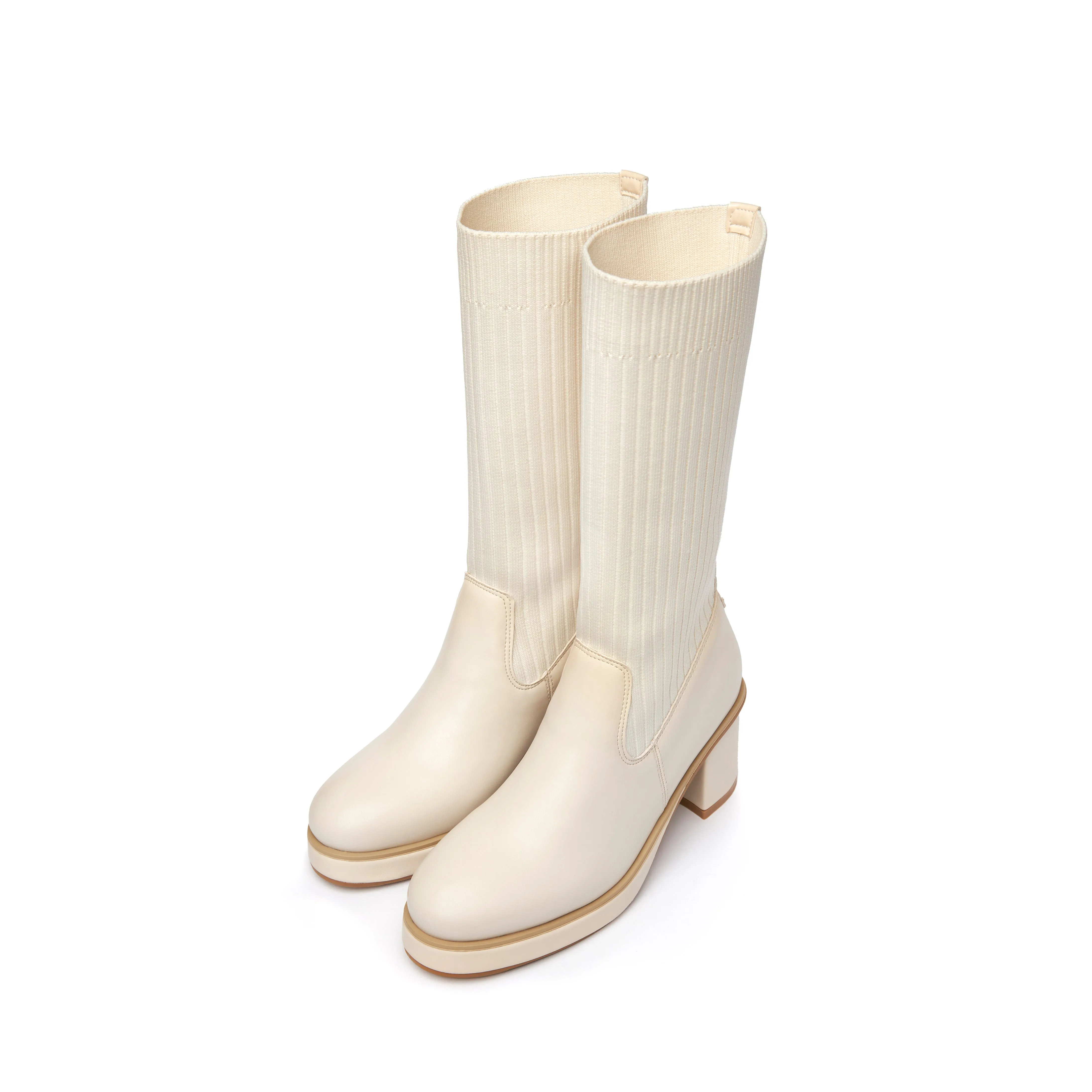 Kala Heel Boots - Beige (BEI)